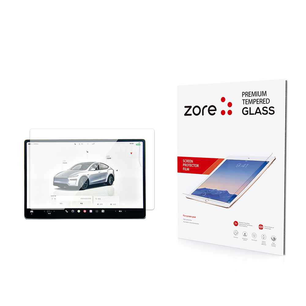 [RNZ-TA121794] Tesla Model Y Zore Yeni Seri 2in1 Temperli Cam Araç Multimedya Ekran Koruyucu