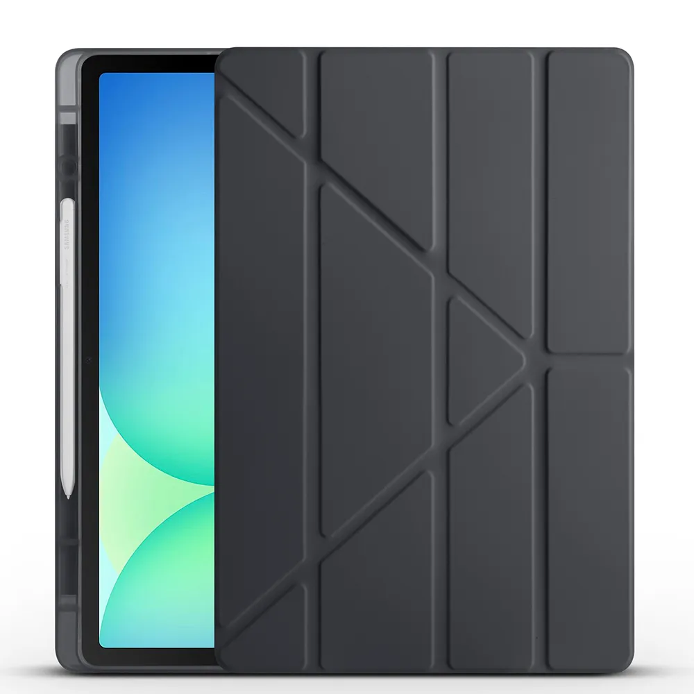 Samsung Galaxy Tab S10 FE Plus Uyumlu Kılıf Zore Tri Folding Kalem Bölmeli Standlı Kılıf
