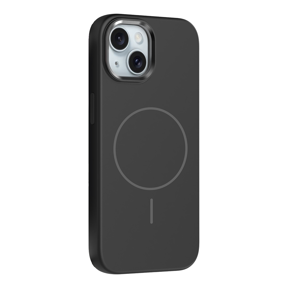 [RNZ-TA122466] Apple iPhone 14 Uyumlu Kılıf M-Safe Şarj Özellikli Metal Kamera Çerçeveli Zore Edi Silikon Kapak (Siyah)