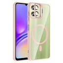 Samsung Galaxy A06 Uyumlu Kılıf Standlı ve Kamera Lens Hediyeli M-Safe Şarj Özellikli Zore Etro Kapak