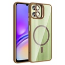 Samsung Galaxy A06 Uyumlu Kılıf Standlı ve Kamera Lens Hediyeli M-Safe Şarj Özellikli Zore Etro Kapak