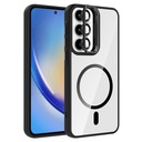 Samsung Galaxy A35 Uyumlu Kılıf Standlı ve Kamera Lens Hediyeli M-Safe Şarj Özellikli Zore Etro Kapak