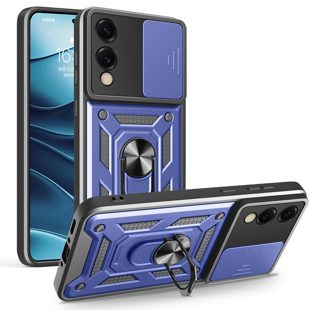 Samsung Galaxy S25 Edge Uyumlu Kılıf Magnetik Standlı Kamera Korumalı Zore Sürgülü Vega Kapak