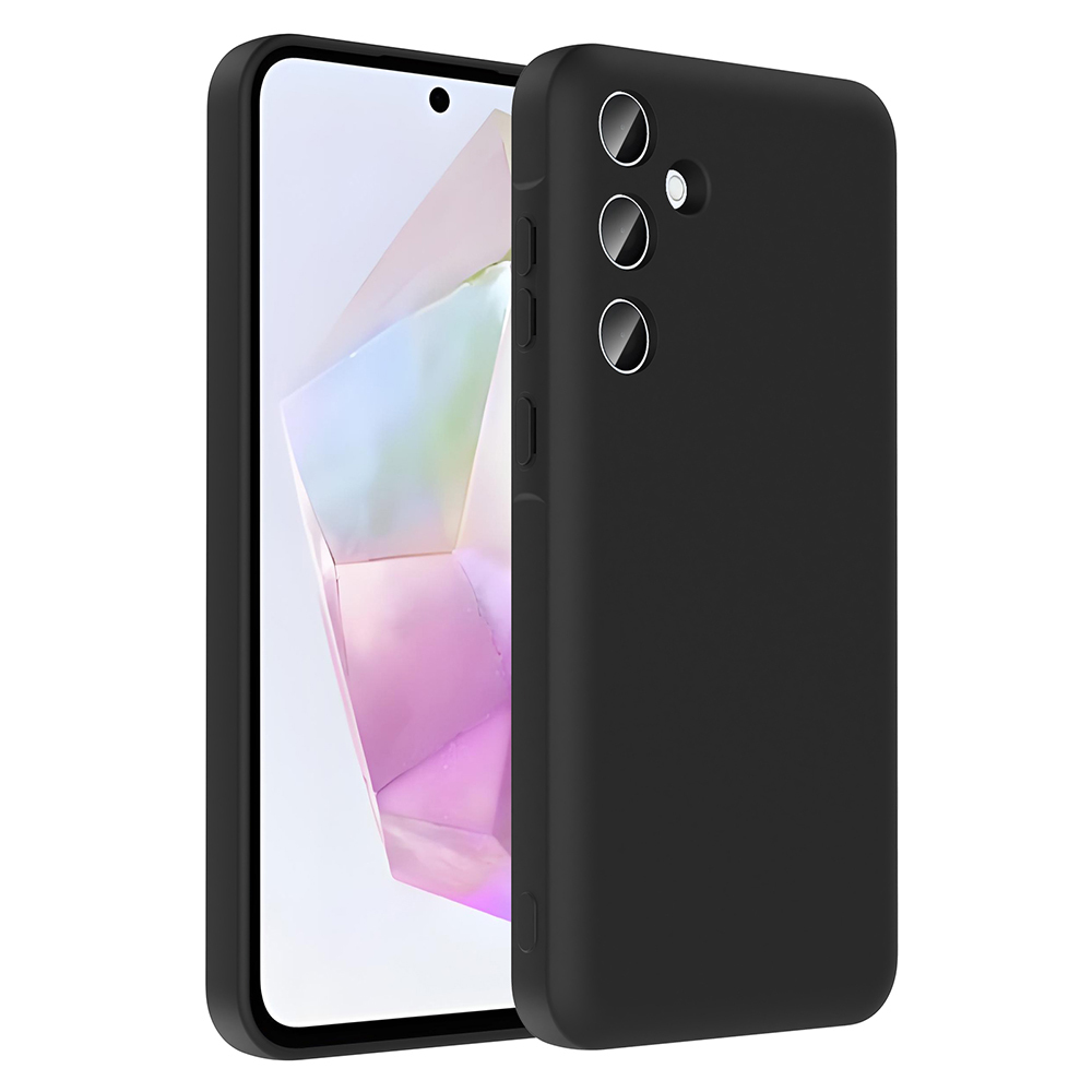 [RNZ-TA120015] Samsung Galaxy A36 Uyumlu Kılıf Kamera Korumalı Kartlık Hazneli Zore Vitra Kapak (Siyah)