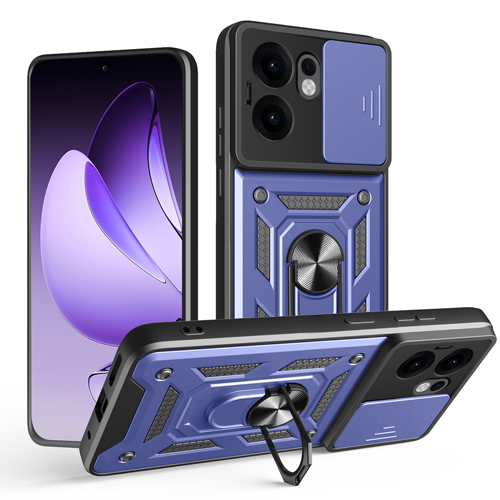 Oppo Reno 13F 5G Uyumlu Kılıf Magnetik Standlı Kamera Korumalı Zore Sürgülü Vega Kapak