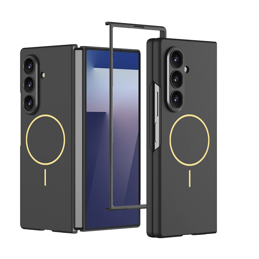 [RNZ-TA122581] Samsung Galaxy Z Fold 7 Uyumlu Kılıf Wireless Şarj Özellikli Zore Kıpta M-safe Kapak (Siyah)
