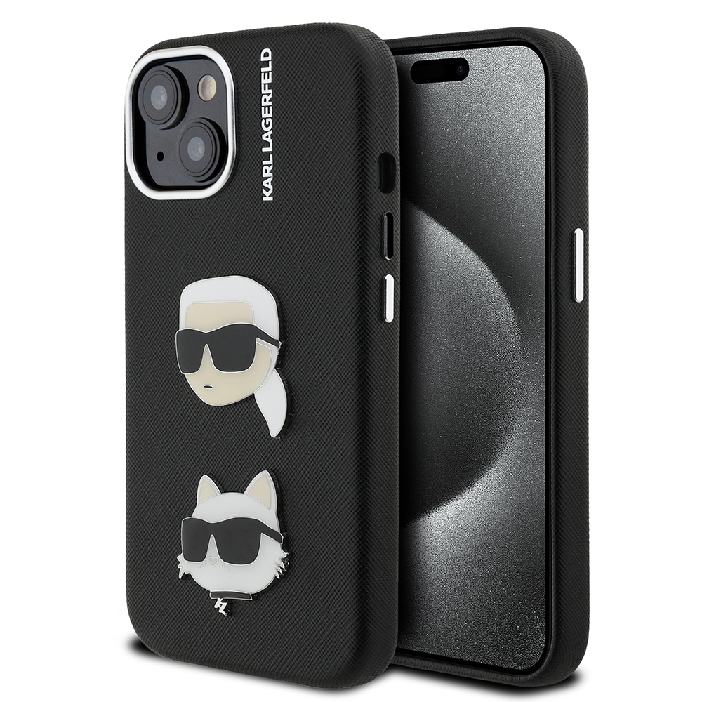 Apple iPhone 15 Uyumlu Kılıf Karl Lagerfeld Orjinal Lisanslı K&C Heads Pin Kapak