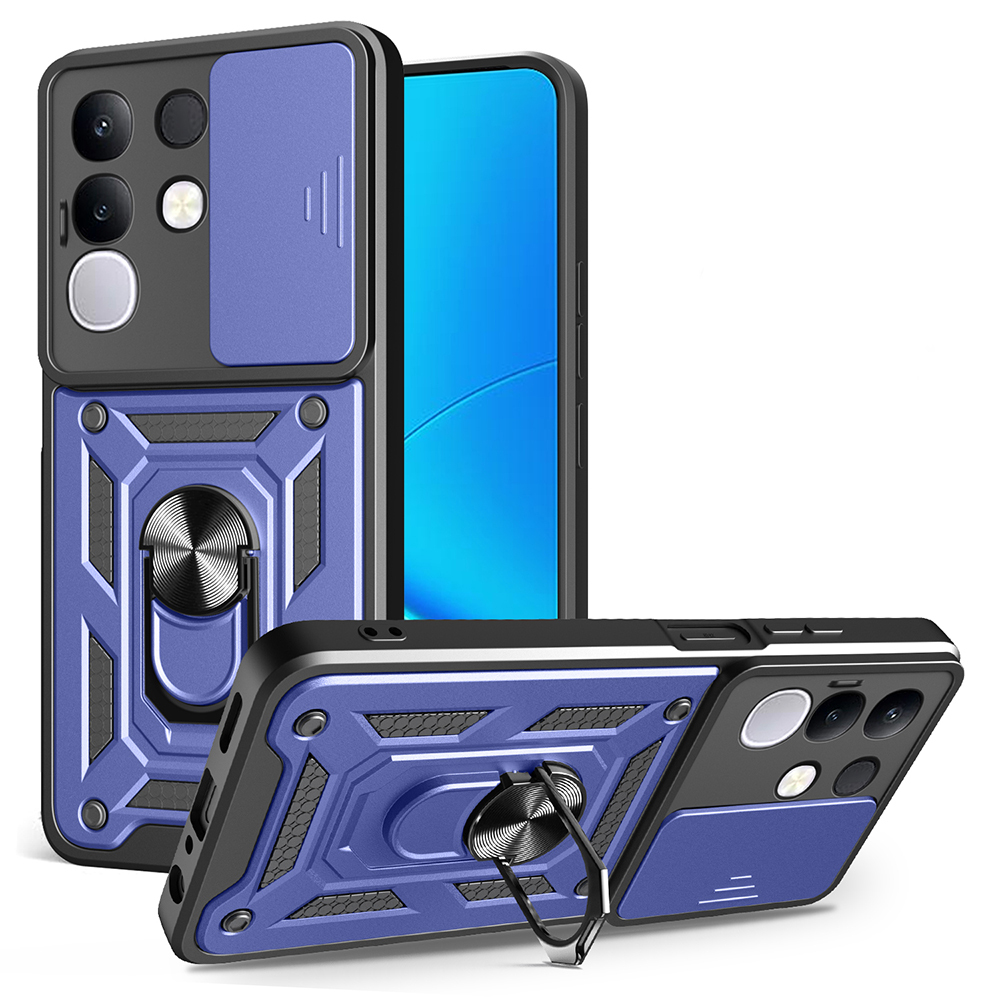 Vivo Y29 4G Uyumlu Kılıf Magnetik Standlı Kamera Korumalı Zore Sürgülü Vega Kapak