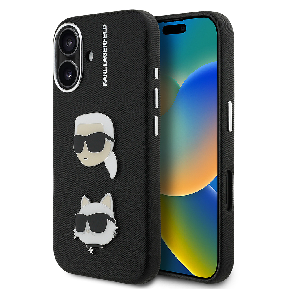 [RNZ-TA122077] Apple iPhone 16 Uyumlu Kılıf Karl Lagerfeld Orjinal Lisanslı K&C Heads Pin Kapak
