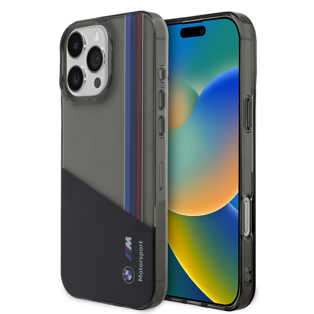 Apple iPhone 16 Pro Max Uyumlu Kılıf BMW Orjinal Lisanslı Yarı Transparan M Dizayn Çizgili Kapak