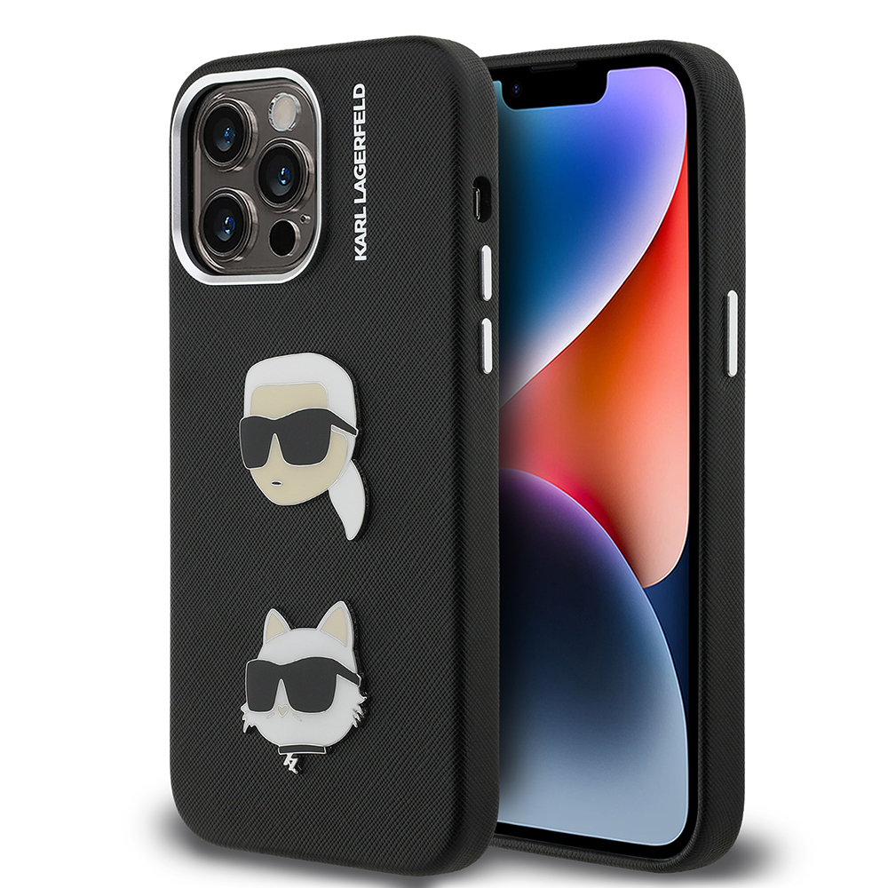 [RNZ-TA122073] Apple iPhone 14 Pro Max Uyumlu Kılıf Karl Lagerfeld Orjinal Lisanslı K&C Heads Pin Kapak