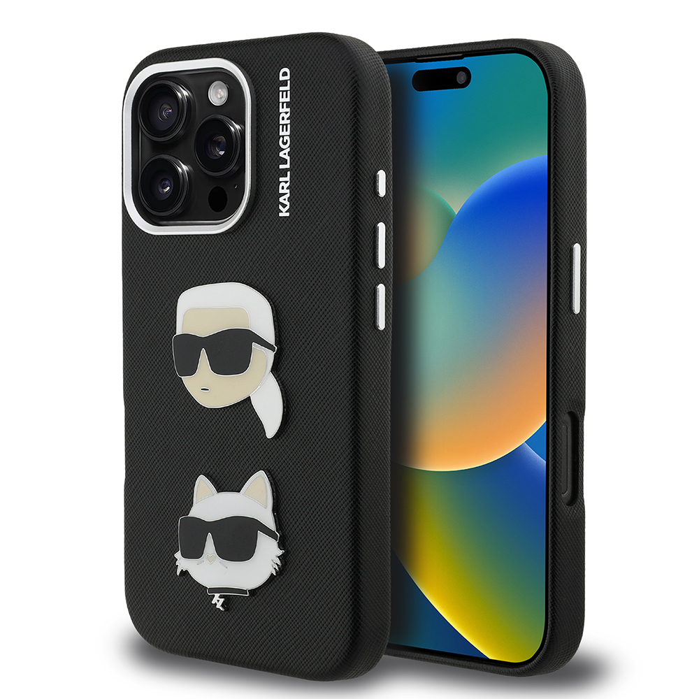 Apple iPhone 16 Pro Uyumlu Kılıf Karl Lagerfeld Orjinal Lisanslı K&C Heads Pin Kapak