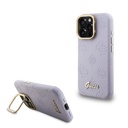 Apple iPhone 15 Pro Max Uyumlu Kılıf Guess Orjinal Lisanslı M-safe Şarj Özellikli Sıcak Baskılı Yazı Logolu Kamera Standlı PU Deri Peony Kapak