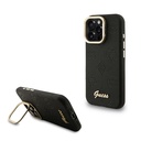 Apple iPhone 16 Pro Uyumlu Kılıf Guess Orjinal Lisanslı M-safe Şarj Özellikli Sıcak Baskılı Yazı Logolu Kamera Standlı PU Deri Peony Kapak