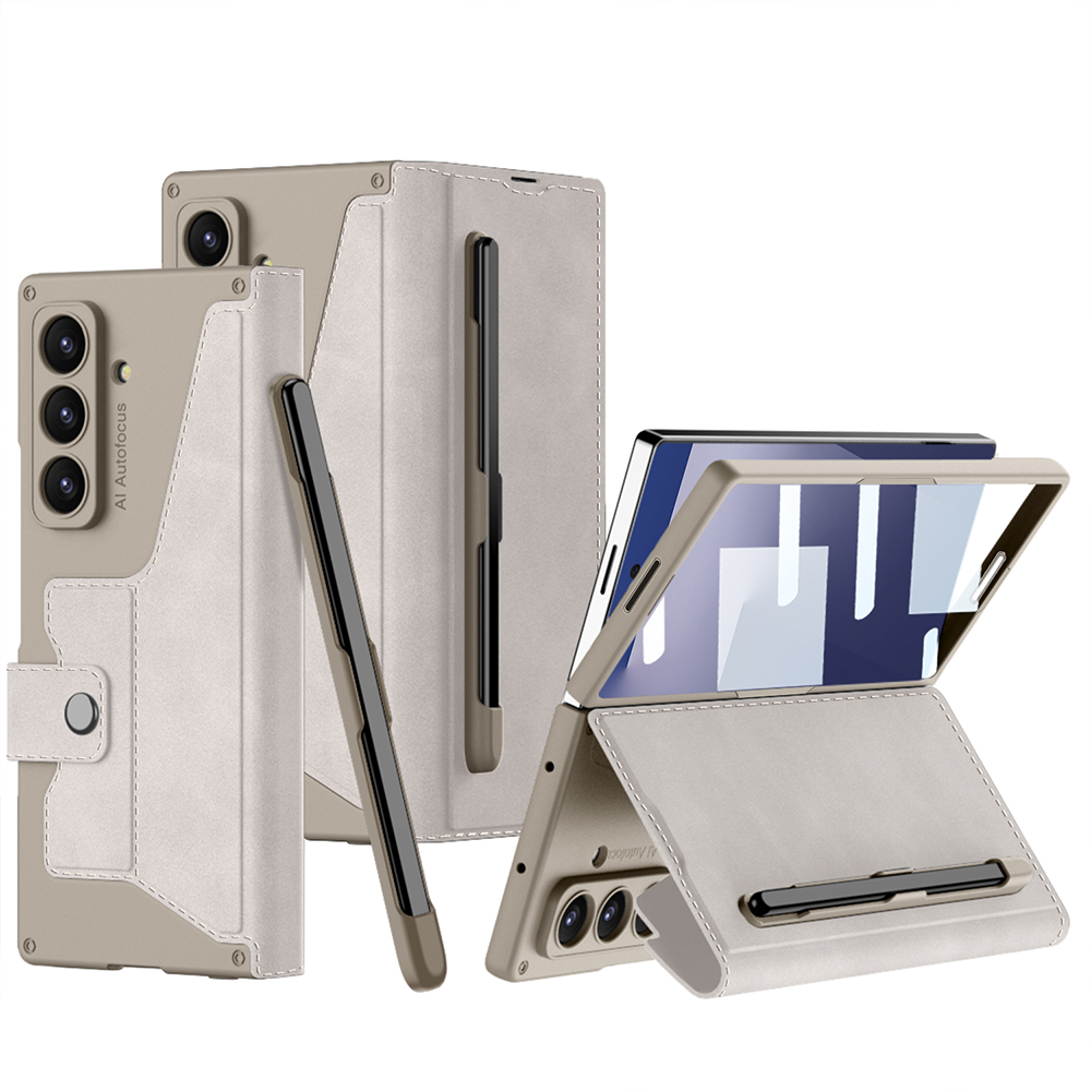 Samsung Galaxy Z Fold 7 Uyumlu Kılıf Kamera Korumalı Kadife Tasarımlı Zore Kıpta Kalem Bölmeli Fest Kapak