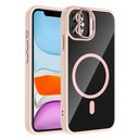 Apple iPhone 11 Uyumlu Kılıf Standlı ve Kamera Lens Hediyeli M-Safe Şarj Özellikli Zore Etro Kapak