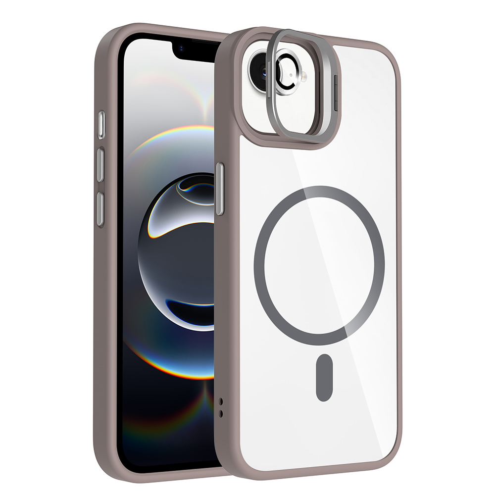 Apple iPhone 16E Uyumlu Kılıf Standlı ve Kamera Lens Hediyeli M-Safe Şarj Özellikli Zore Etro Kapak