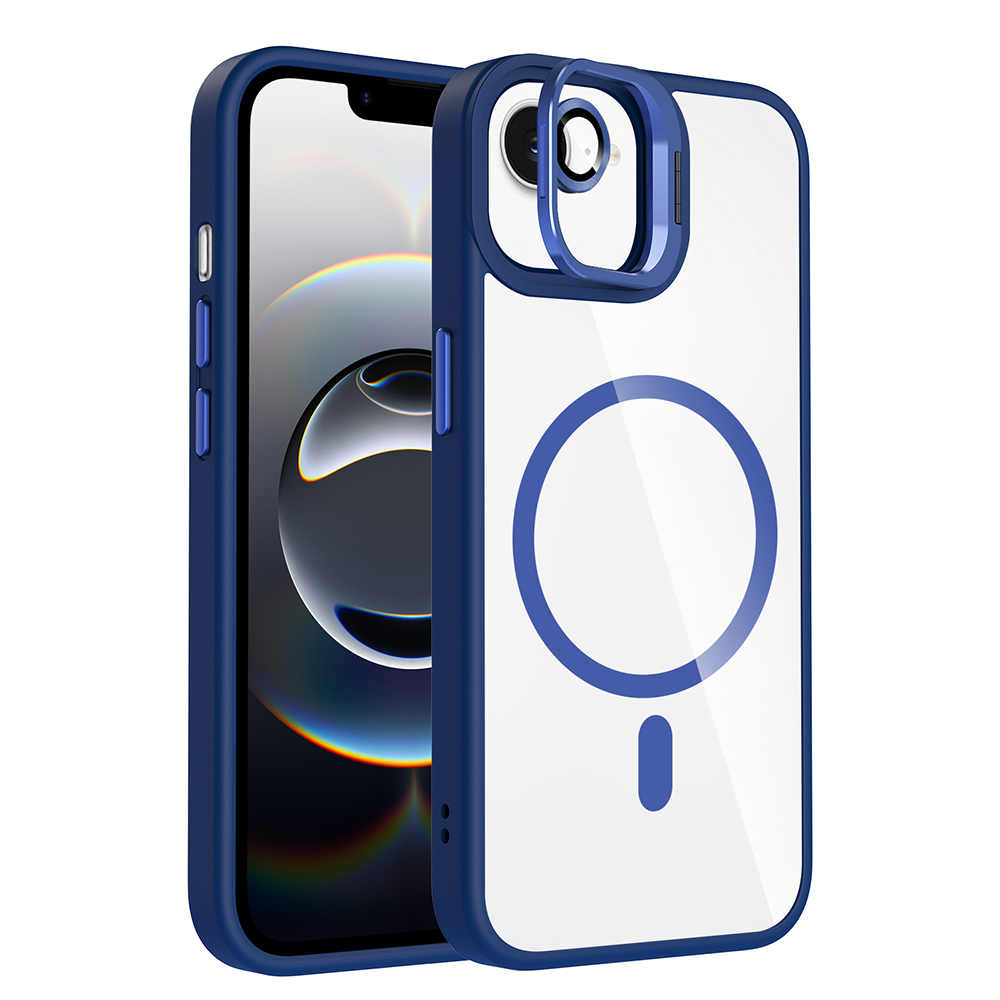 Apple iPhone 16E Uyumlu Kılıf Standlı ve Kamera Lens Hediyeli M-Safe Şarj Özellikli Zore Etro Kapak