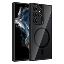 Samsung Galaxy S22 Ultra Uyumlu Kılıf Standlı ve Kamera Lens Hediyeli M-Safe Şarj Özellikli Zore Etro Kapak