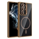 Samsung Galaxy S23 Ultra Uyumlu Kılıf Standlı ve Kamera Lens Hediyeli M-Safe Şarj Özellikli Zore Etro Kapak