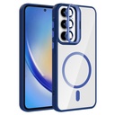 Samsung Galaxy A55 Uyumlu Kılıf Standlı ve Kamera Lens Hediyeli M-Safe Şarj Özellikli Zore Etro Kapak
