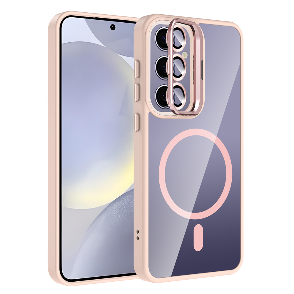Samsung Galaxy S24 Plus Uyumlu Kılıf Standlı ve Kamera Lens Hediyeli M-Safe Şarj Özellikli Zore Etro Kapak