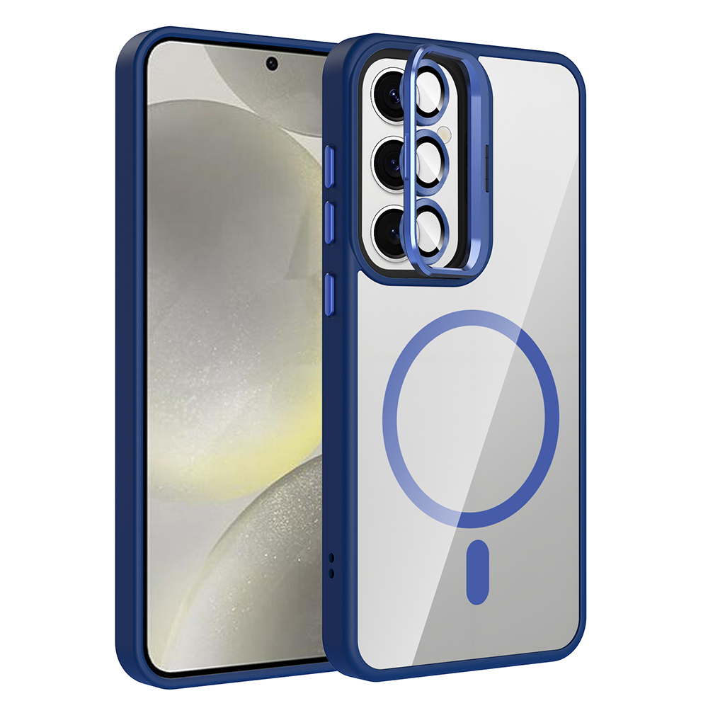 Samsung Galaxy S24 Uyumlu Kılıf Standlı ve Kamera Lens Hediyeli M-Safe Şarj Özellikli Zore Etro Kapak