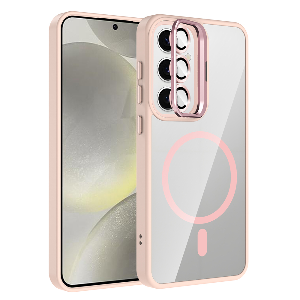 Samsung Galaxy S25 Uyumlu Kılıf Standlı ve Kamera Lens Hediyeli M-Safe Şarj Özellikli Zore Etro Kapak