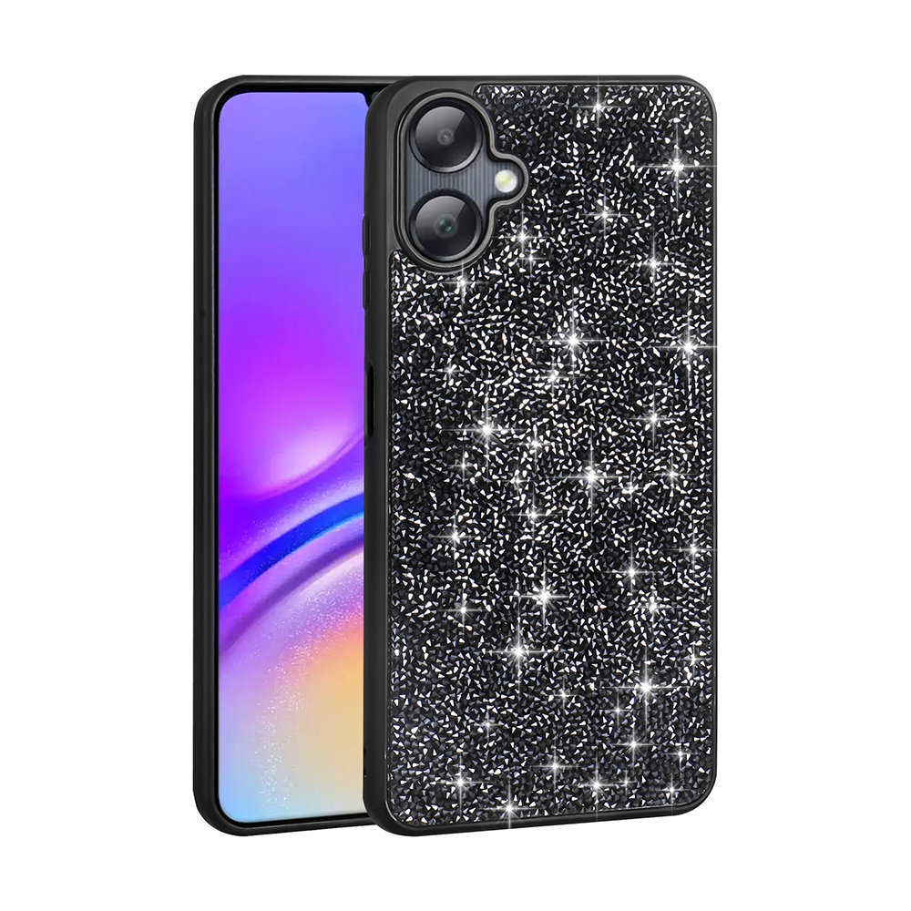 [RNZ-TA119933] Samsung Galaxy A06 Uyumlu Kılıf Parlak Taşlı Tasarım Zore Pırlanta Kapak (Siyah)