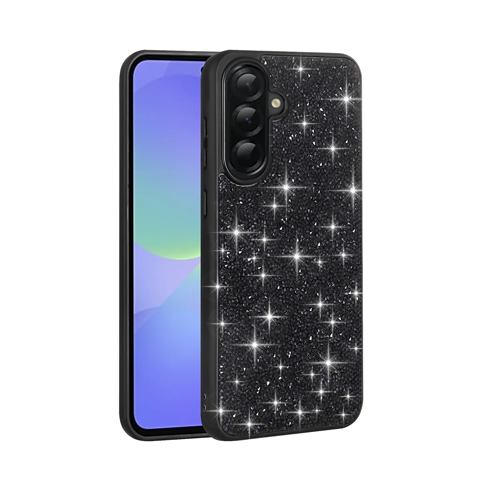 [RNZ-TA119948] Samsung Galaxy A36 Uyumlu Kılıf Parlak Taşlı Tasarım Zore Pırlanta Kapak (Siyah)