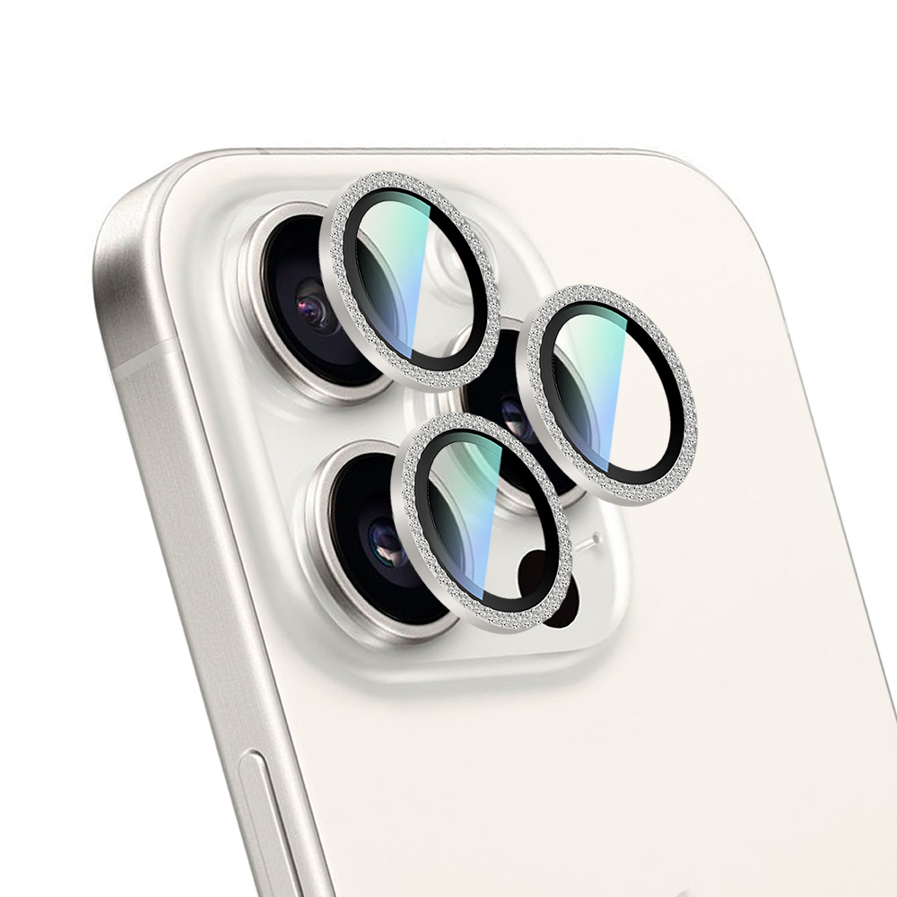 Apple iPhone 16 Pro Uyumlu CaseWorld Alloy Sparkling Diamond Serisi Taşlı Lens Koruyucu
