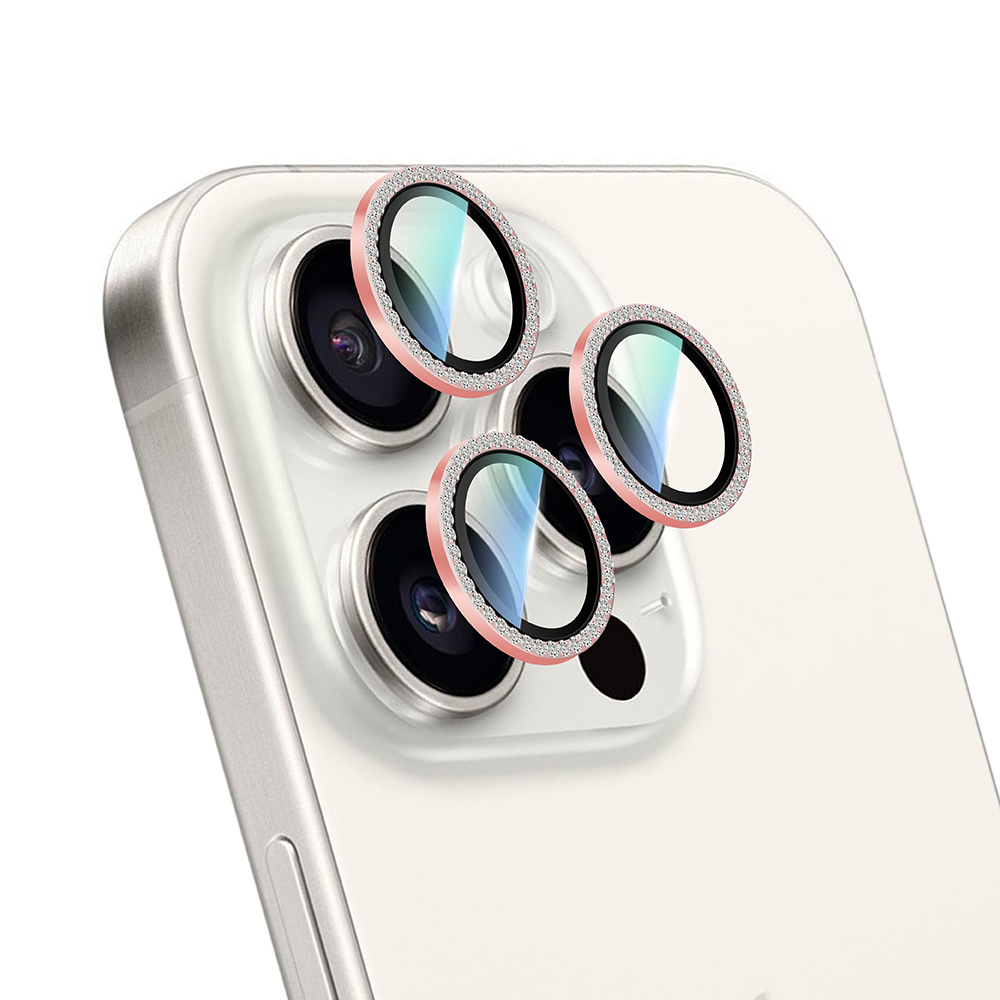 Apple iPhone 16 Pro Uyumlu CaseWorld Alloy Sparkling Diamond Serisi Taşlı Lens Koruyucu