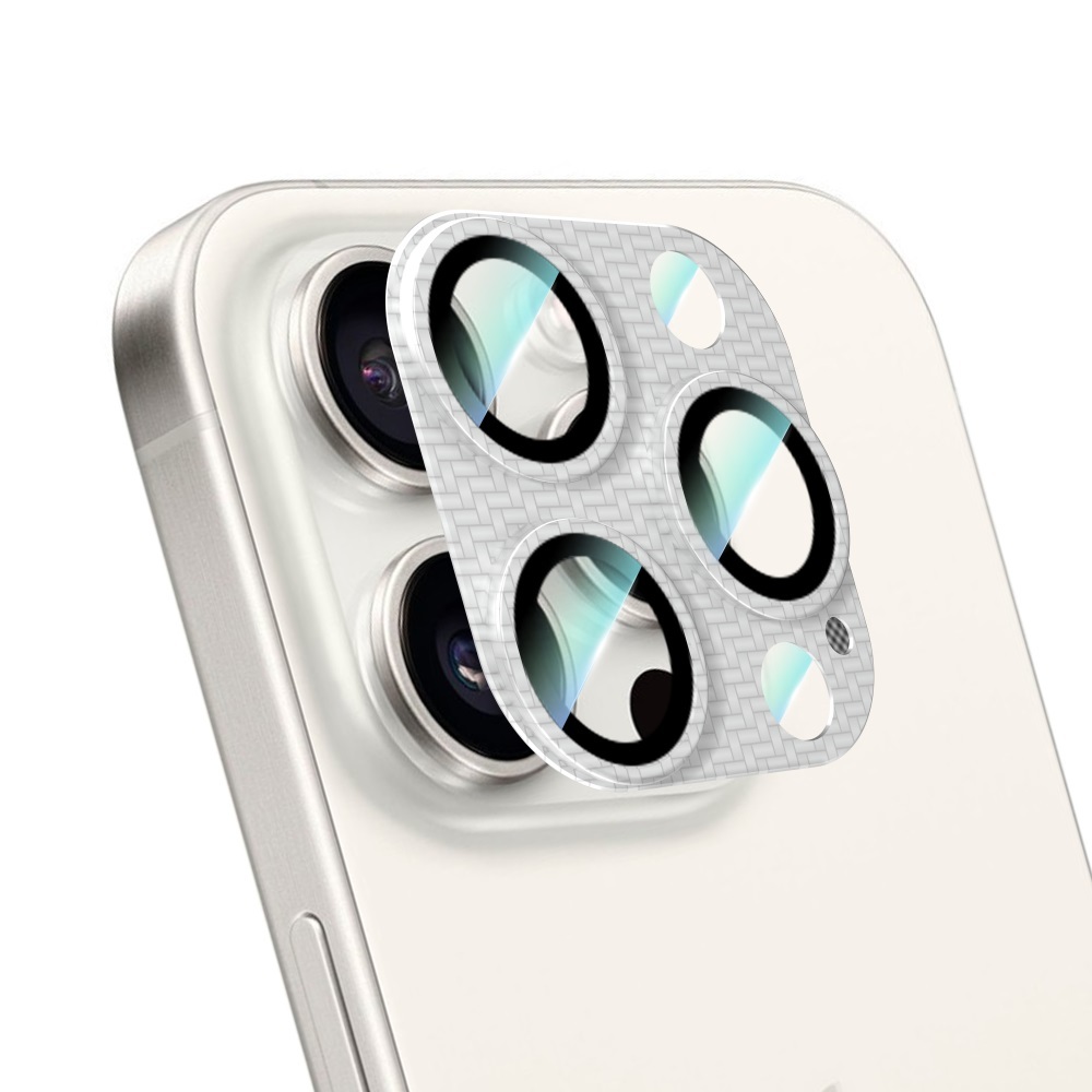 Apple iPhone 16 Pro Uyumlu CaseWorld Karbon Fiber Serisi Anti Reflective Ultra Clear Full Kamera Lens Koruyucu
