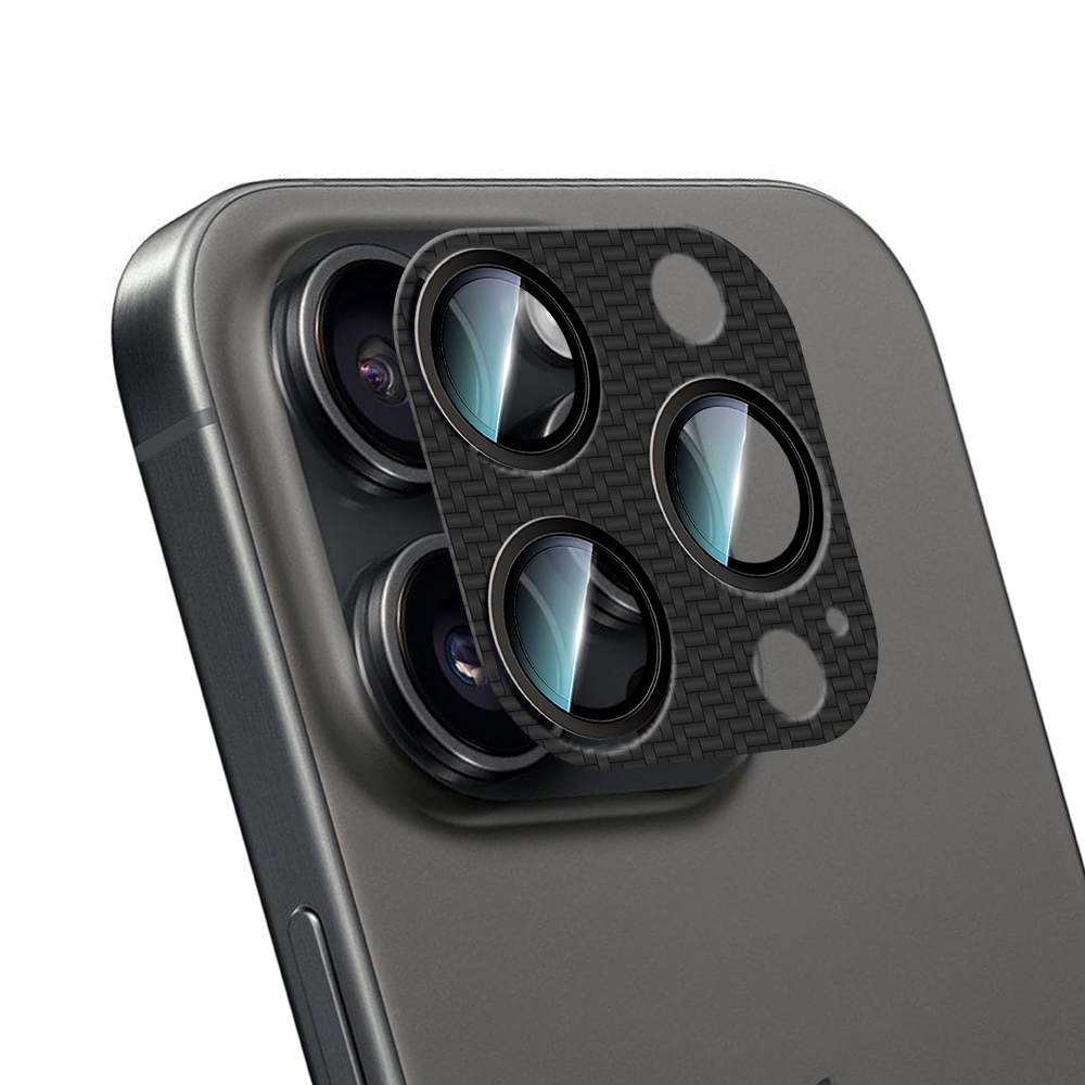 Apple iPhone 16 Pro Uyumlu CaseWorld Karbon Fiber Serisi Anti Reflective Ultra Clear Full Kamera Lens Koruyucu