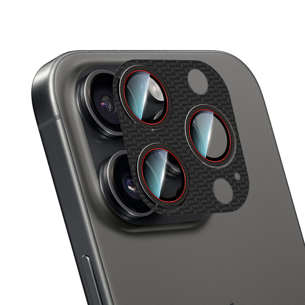 Apple iPhone 16 Pro Uyumlu CaseWorld Karbon Fiber Serisi Anti Reflective Ultra Clear Full Kamera Lens Koruyucu