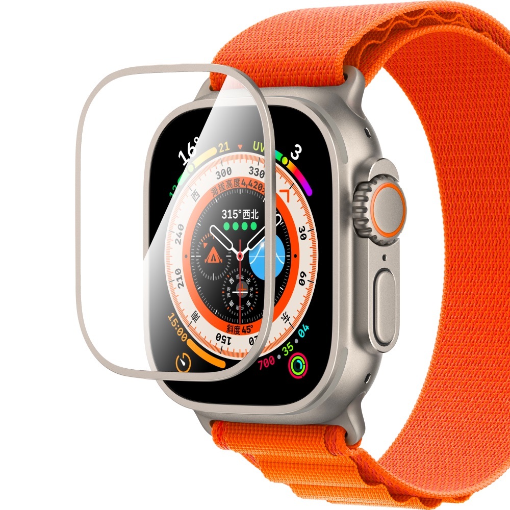 [RNZ-TA122042] Apple Watch Ultra 49mm Uyumlu CaseWorld Alloy Serisi Safir Akıllı Saat Temperli Cam Ekran Koruyucu