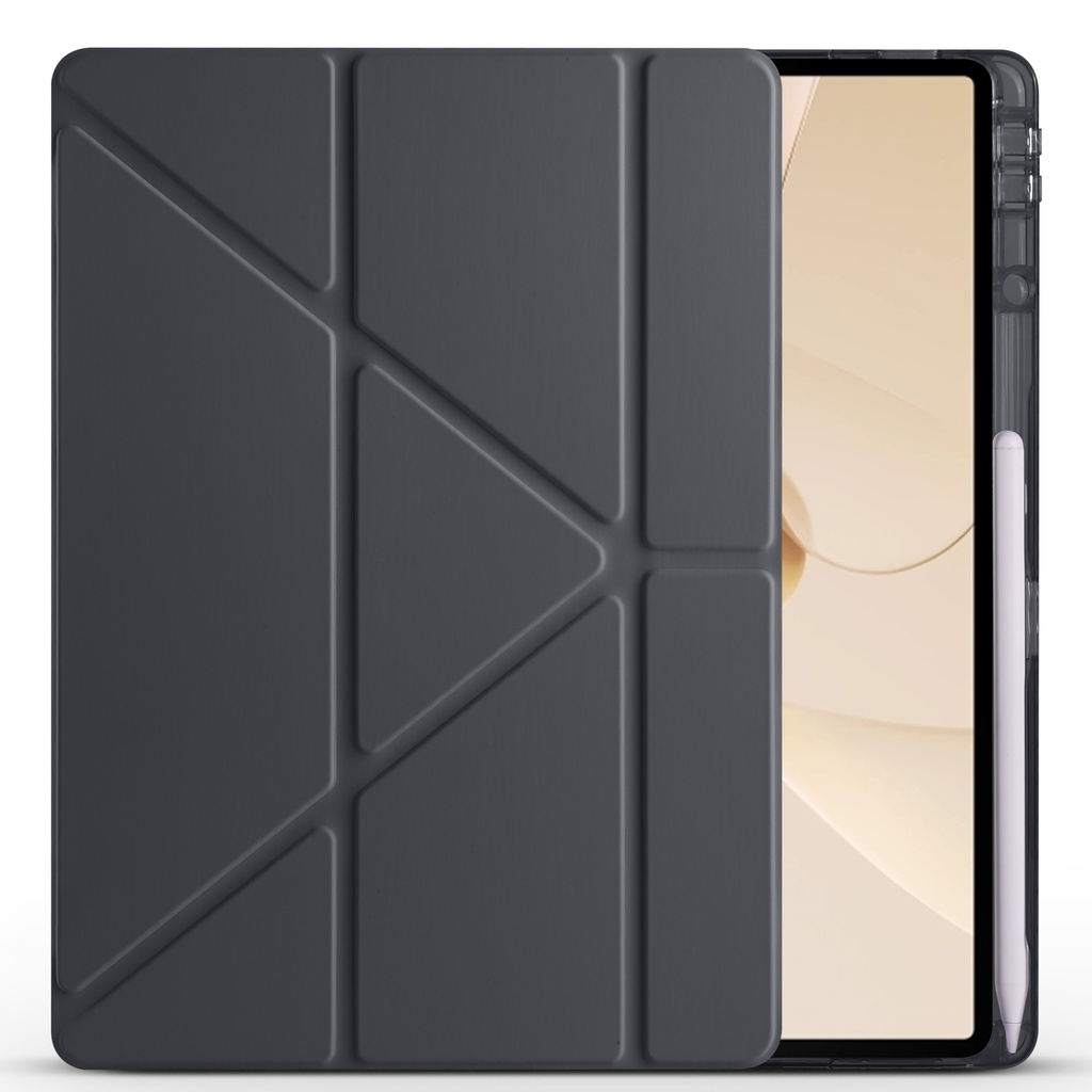 [RNZ-TA121266] Huawei Matepad 12X Uyumlu Kılıf Zore Tri Folding Kalem Bölmeli Standlı Kılıf (Siyah)