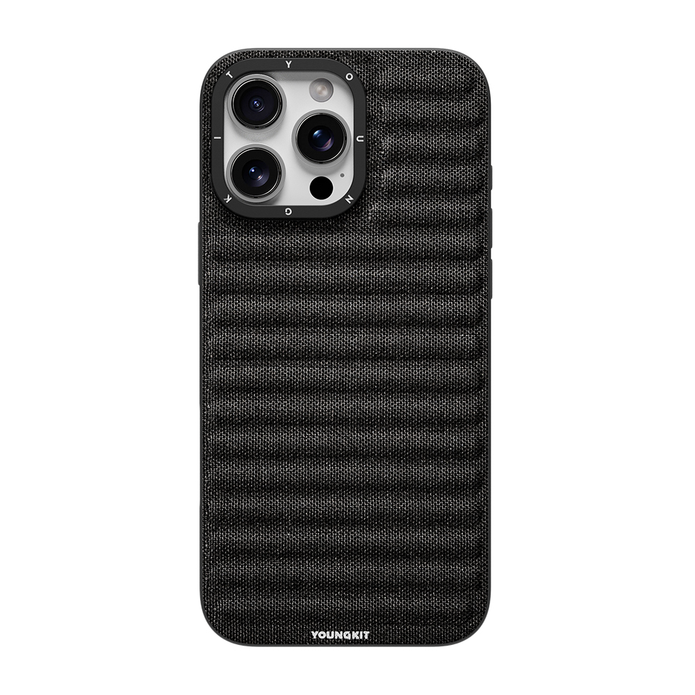 [RNZ-TA121665] Apple iPhone 16 Pro Uyumlu Kılıf M-safe Şarj Özellikli Youngkit Canvas Serisi Kapak (Siyah)