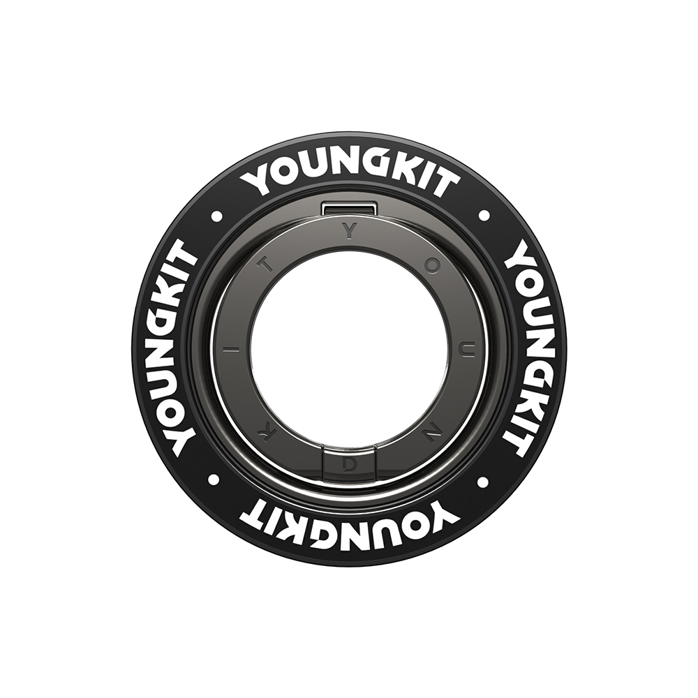 [RNZ-TA121674] Youngkit Magnetik 360 Derece Dönebilen Double Ring Serisi Parmak Ring Stand (Siyah)