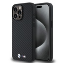 Apple iPhone 15 Pro Max Uyumlu Kılıf BMW Orjinal Lisanslı Karbon Fiber Tasarımlı ve Metal Logolu PU Deri Kapak