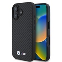 Apple iPhone 16 Uyumlu Kılıf BMW Orjinal Lisanslı Karbon Fiber Tasarımlı ve Metal Logolu PU Deri Kapak
