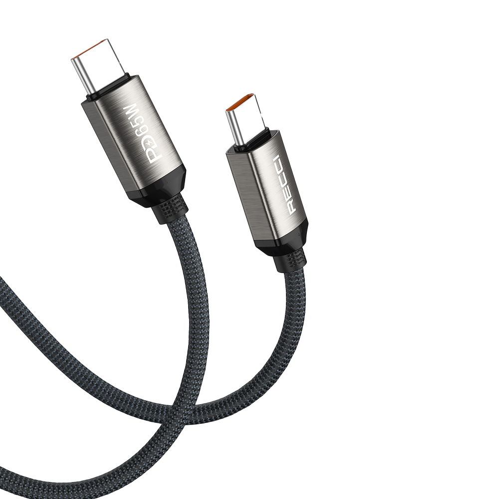 [RNZ-TA122354] Recci RS35CC Type-C to Type-C PD 65W Örgü Tasarımlı Hızlı Şarj Özellikli Data ve Şarj Kablosu 1M