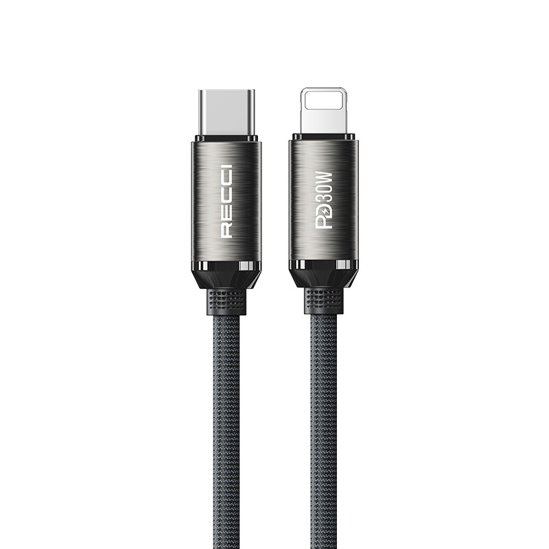 [RNZ-TA122355] Recci RS35CL Type-C to Lightning PD 30W Örgü Tasarımlı Hızlı Şarj Özellikli Data ve Şarj Kablosu 1M