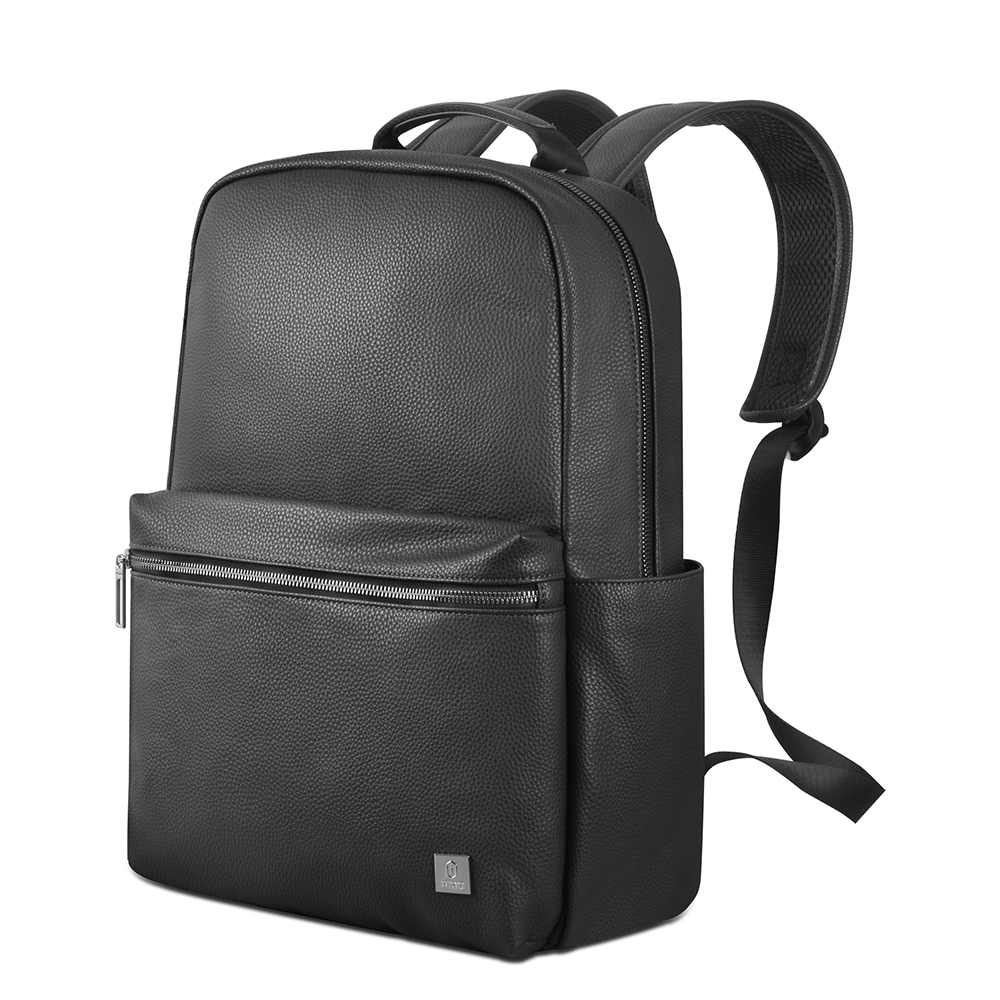 [RNZ-TA125556] Wiwu Osun Serisi Metal Logolu PU Deri Laptop Sırt Çantası (Siyah)