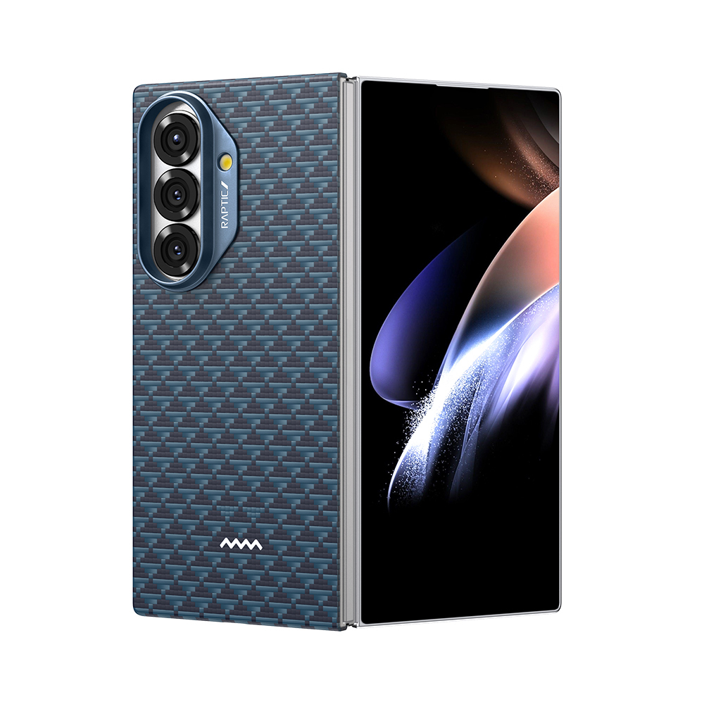 [RNZ-TA122834] Samsung Galaxy Z Fold 7 Uyumlu Kılıf M-safe Şarj Özellikli Raptic Aramid Skin Origin Serisi Kapak (Lacivert)