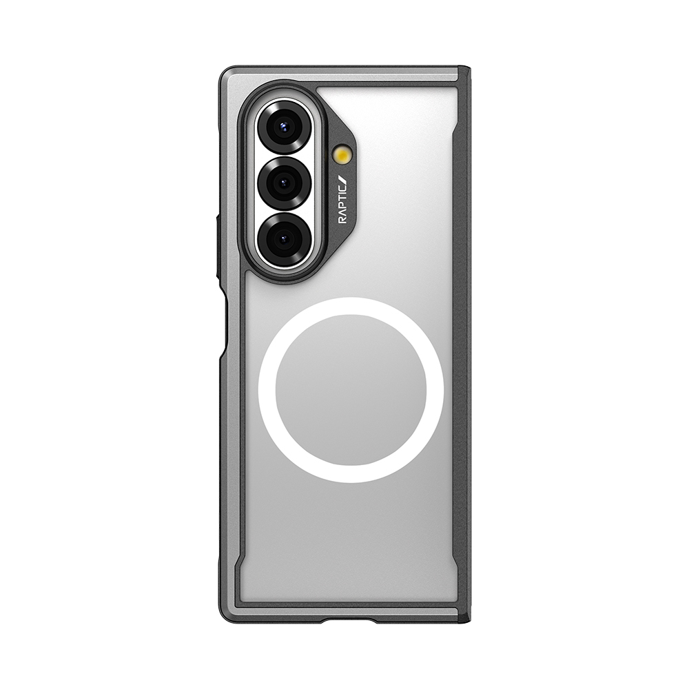 [RNZ-TA122830] Samsung Galaxy Z Fold 7 Uyumlu Kılıf M-safe Şarj Özellikli Airbagli Raptic Shield Serisi Şeffaf Arka Yüzey Kapak (Siyah)