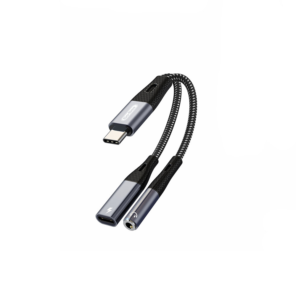 [RNZ-TA122273] Go Des GD-UC162 3.5mm Jack Girişli Type-C 2in1 Şarj ve Ses Kablosu