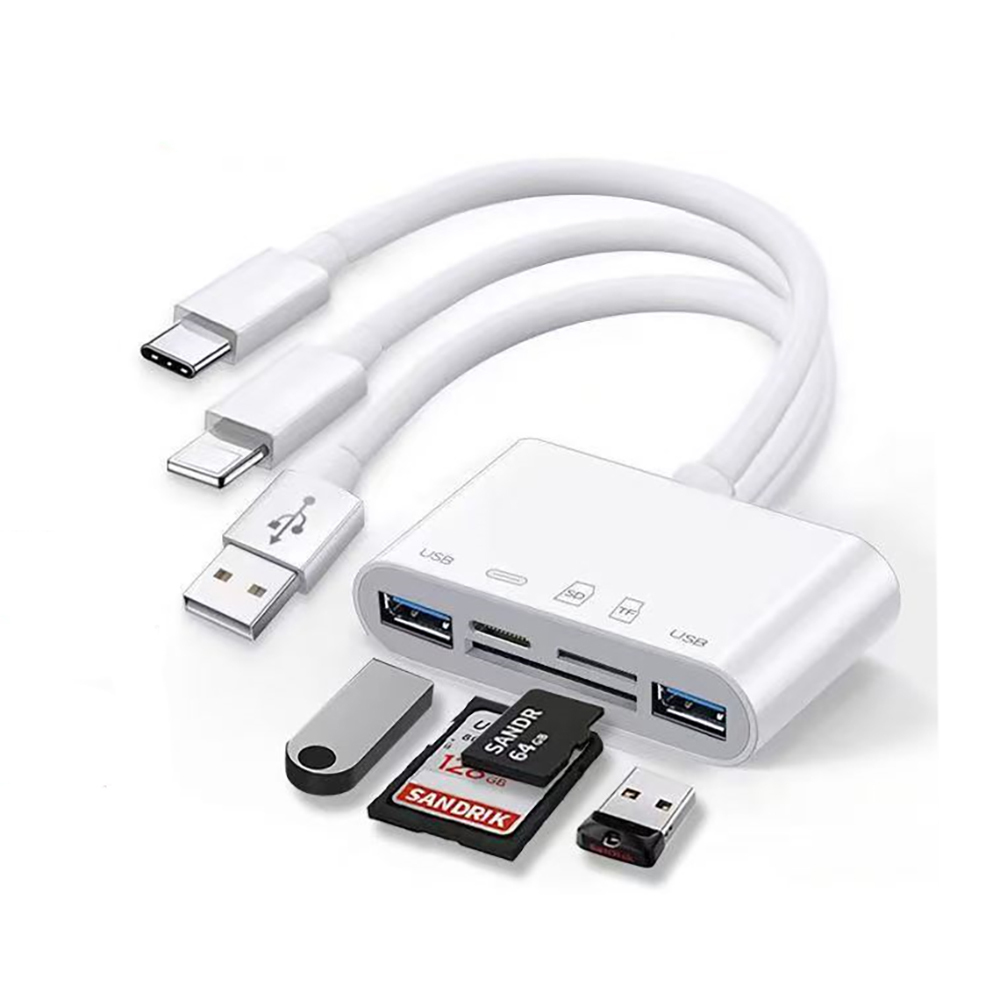 [RNZ-TA122269] Zore All Round 5in1 Type-C & Lightning & USB Çıkışlı OTG Hafıza Kart Okuyucu