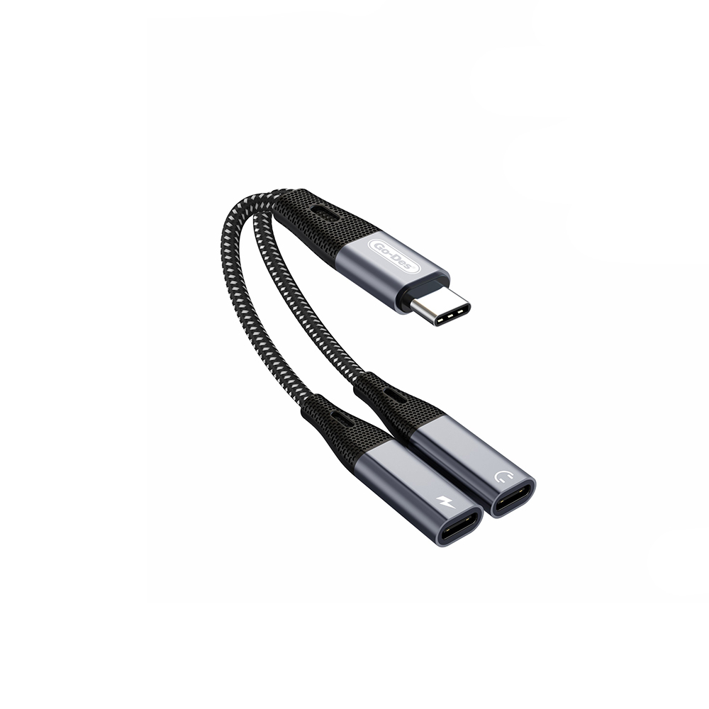 [RNZ-TA122274] Go Des GD-UC163 Type-C 2in1 Şarj ve Ses Kablosu