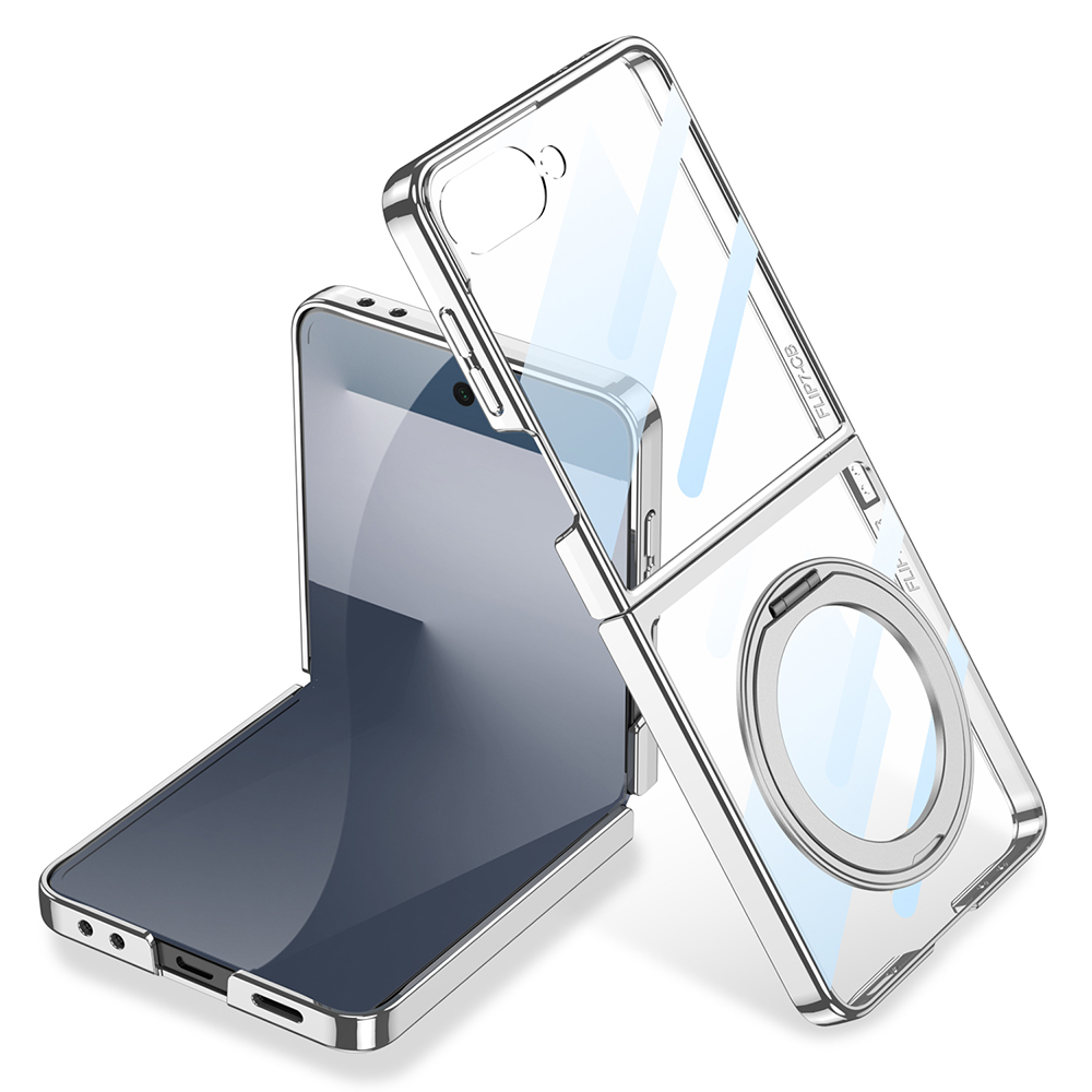 Samsung Galaxy Z Flip 7 Uyumlu M-safe Şarj Özellikli Zore Kıpta KPT-02 Standlı Kapak